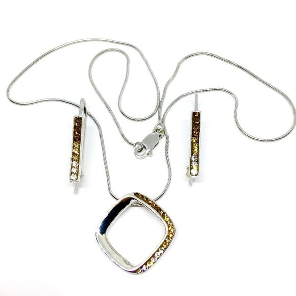 Brunette Ombre ~ Sterling Silver Necklace Earrings - Picture 3 of 5